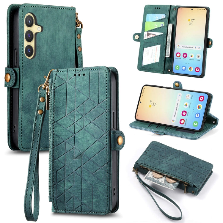 Geometric Zipper Wallet Side Buckle Leather Phone Case, For Samsung Galaxy S25 Edge 5G, For Samsung Galaxy A36 5G, For Samsung Galaxy S25 5G, For Samsung Galaxy S25+ 5G, For Samsung Galaxy S25 Ultra 5G, For Samsung Galaxy C55, For Samsung Galaxy M55���...