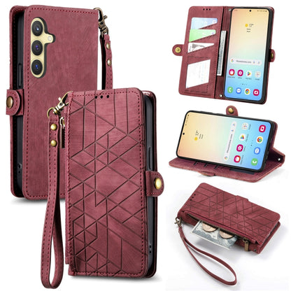 Geometric Zipper Wallet Side Buckle Leather Phone Case, For Samsung Galaxy S25 Edge 5G, For Samsung Galaxy A36 5G, For Samsung Galaxy S25 5G, For Samsung Galaxy S25+ 5G, For Samsung Galaxy S25 Ultra 5G, For Samsung Galaxy C55, For Samsung Galaxy M55���...