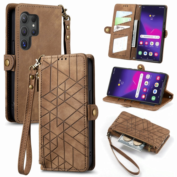 Geometric Zipper Wallet Side Buckle Leather Phone Case, For Samsung Galaxy S25 Edge 5G, For Samsung Galaxy A36 5G, For Samsung Galaxy S25 5G, For Samsung Galaxy S25+ 5G, For Samsung Galaxy S25 Ultra 5G, For Samsung Galaxy C55, For Samsung Galaxy M55���...