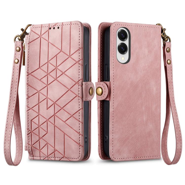 Geometric Zipper Wallet Side Buckle Leather Phone Case, For Samsung Galaxy S25 Edge 5G, For Samsung Galaxy A36 5G, For Samsung Galaxy S25 5G, For Samsung Galaxy S25+ 5G, For Samsung Galaxy S25 Ultra 5G, For Samsung Galaxy C55, For Samsung Galaxy M55���...
