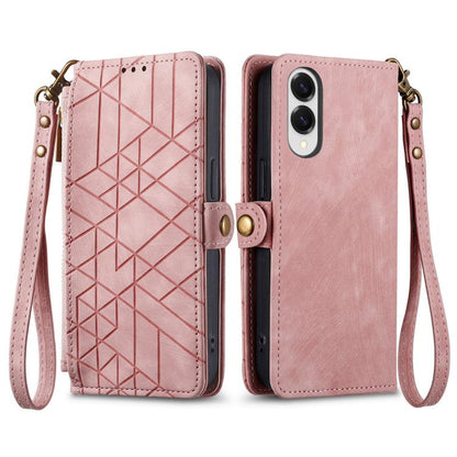 Geometric Zipper Wallet Side Buckle Leather Phone Case, For Samsung Galaxy S25 Edge 5G, For Samsung Galaxy A36 5G, For Samsung Galaxy S25 5G, For Samsung Galaxy S25+ 5G, For Samsung Galaxy S25 Ultra 5G, For Samsung Galaxy C55, For Samsung Galaxy M55���...