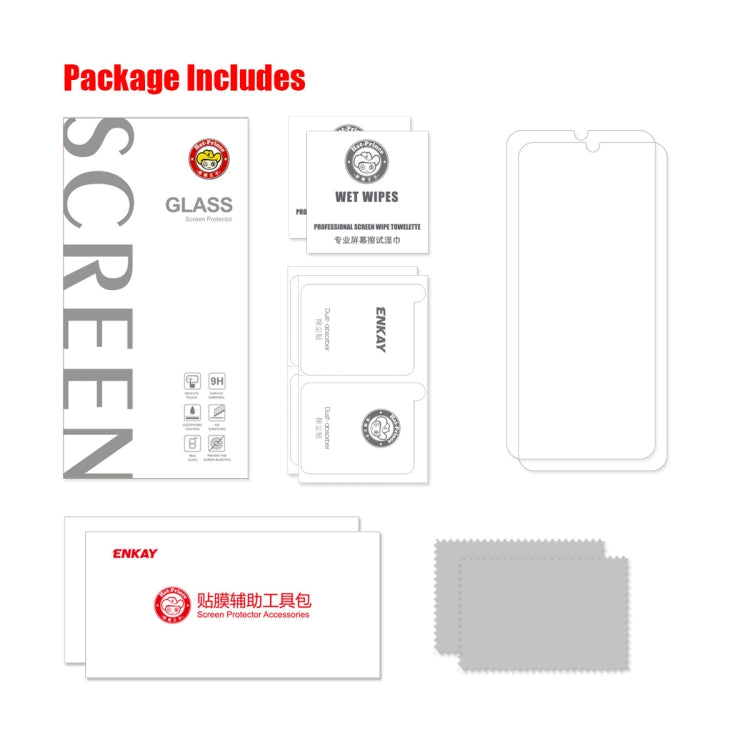 2pcs ENKAY 0.26mm 9H 2.5D High Aluminum-silicon Tempered Glass Film, For Huawei Nova Y71 / Enjoy 60, For Huawei Mate 60, For Huawei Nova 10z