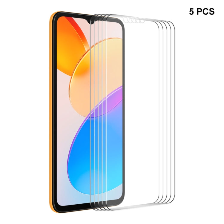5pcs ENKAY 0.26mm 9H 2.5D High Aluminum-silicon Tempered Glass Film, For Honor Play7T Pro / X50i / X40i, For Honor Play7T / Play6T, For Honor 70 Lite / X5 / X6