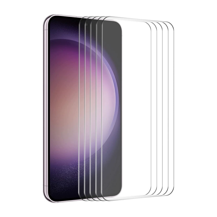 5pcs ENKAY 0.26mm 9H 2.5D High Aluminum-silicon Tempered Glass Film, For Samsung Galaxy M04, For Samsung Galaxy A25 5G, For Samsung Galaxy A15 4G / 5G, For Samsung Galaxy A55, For Samsung Galaxy S23 FE, For Samsung Galaxy A35, For Samsung Galaxy M54 /F54