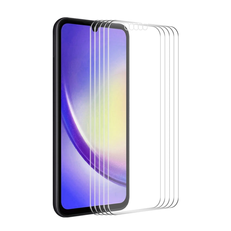 5pcs ENKAY 0.26mm 9H 2.5D High Aluminum-silicon Tempered Glass Film, For Samsung Galaxy M04, For Samsung Galaxy A25 5G, For Samsung Galaxy A15 4G / 5G, For Samsung Galaxy A55, For Samsung Galaxy S23 FE, For Samsung Galaxy A35, For Samsung Galaxy M54 /F54