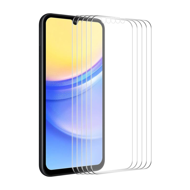 5pcs ENKAY 0.26mm 9H 2.5D High Aluminum-silicon Tempered Glass Film, For Samsung Galaxy M04, For Samsung Galaxy A25 5G, For Samsung Galaxy A15 4G / 5G, For Samsung Galaxy A55, For Samsung Galaxy S23 FE, For Samsung Galaxy A35, For Samsung Galaxy M54 /F54