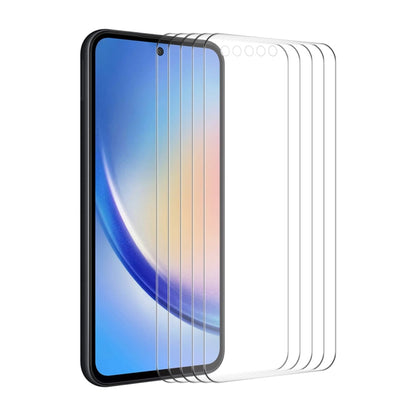 5pcs ENKAY 0.26mm 9H 2.5D High Aluminum-silicon Tempered Glass Film, For Samsung Galaxy M04, For Samsung Galaxy A25 5G, For Samsung Galaxy A15 4G / 5G, For Samsung Galaxy A55, For Samsung Galaxy S23 FE, For Samsung Galaxy A35, For Samsung Galaxy M54 /F54
