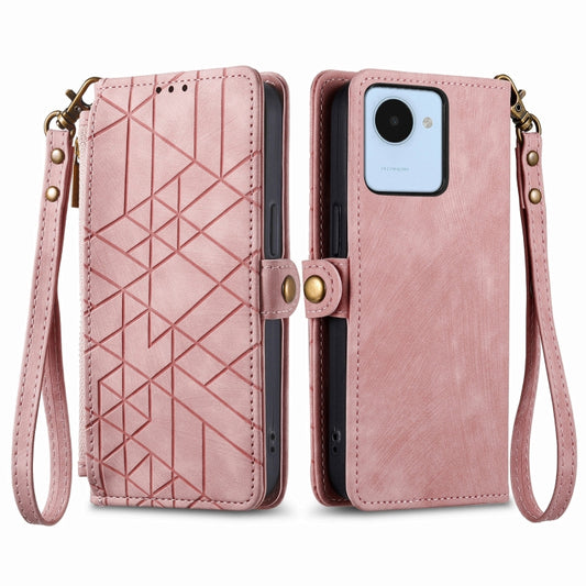 Geometric Zipper Wallet Side Buckle Leather Phone Case, For Realme 9i 5G, For Realme C30, For Realme C31, For Realme C35, For Realme 9 Pro, For Realme 9i, For Realme C21Y / C25Y, For Realme C15 / C12 / C25S, For Realme V11, For Realme V13  5G / 8 5G   ...