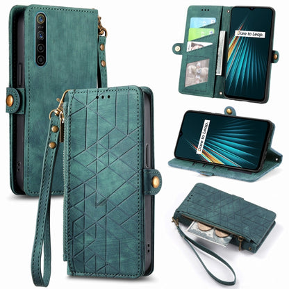 Geometric Zipper Wallet Side Buckle Leather Phone Case, For Realme 6 Pro, For Realme 5 / 5i / 6i, For Realme 8 / 8 Pro, For Realme 5 Pro / Q