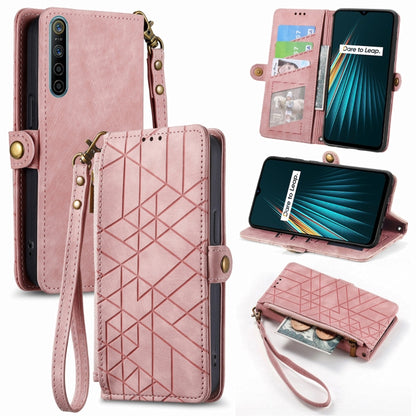 Geometric Zipper Wallet Side Buckle Leather Phone Case, For Realme 6 Pro, For Realme 5 / 5i / 6i, For Realme 8 / 8 Pro, For Realme 5 Pro / Q