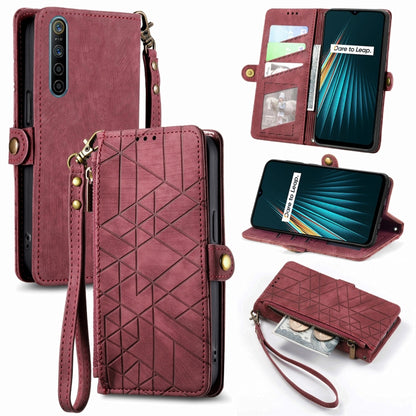 Geometric Zipper Wallet Side Buckle Leather Phone Case, For Realme 6 Pro, For Realme 5 / 5i / 6i, For Realme 8 / 8 Pro, For Realme 5 Pro / Q