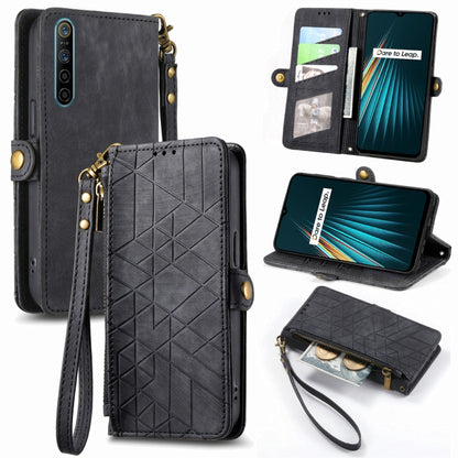 Geometric Zipper Wallet Side Buckle Leather Phone Case, For Realme 6 Pro, For Realme 5 / 5i / 6i, For Realme 8 / 8 Pro, For Realme 5 Pro / Q