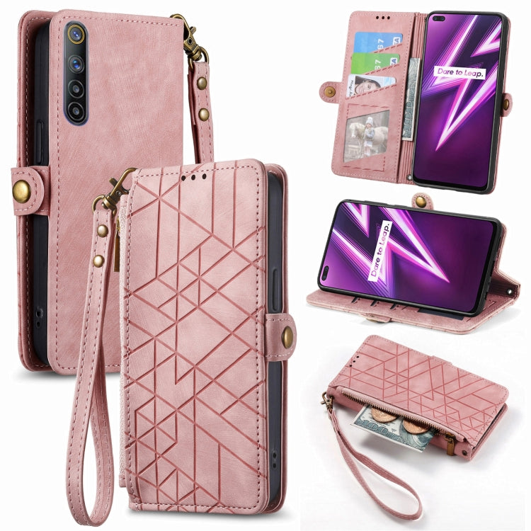 Geometric Zipper Wallet Side Buckle Leather Phone Case, For Realme 6 Pro, For Realme 5 / 5i / 6i, For Realme 8 / 8 Pro, For Realme 5 Pro / Q