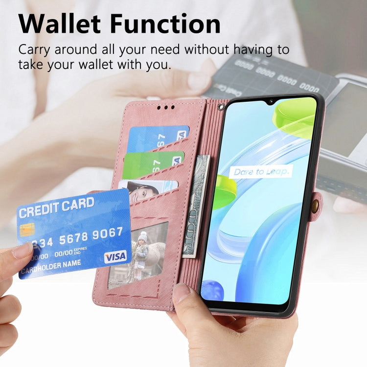 Geometric Zipper Wallet Side Buckle Leather Phone Case, For Realme 6 Pro, For Realme 5 / 5i / 6i, For Realme 8 / 8 Pro, For Realme 5 Pro / Q