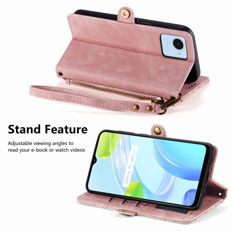 Geometric Zipper Wallet Side Buckle Leather Phone Case, For Realme 6 Pro, For Realme 5 / 5i / 6i, For Realme 8 / 8 Pro, For Realme 5 Pro / Q