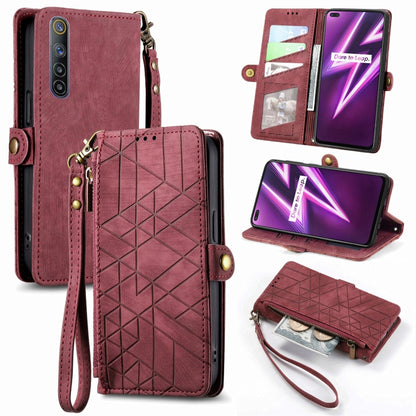 Geometric Zipper Wallet Side Buckle Leather Phone Case, For Realme 6 Pro, For Realme 5 / 5i / 6i, For Realme 8 / 8 Pro, For Realme 5 Pro / Q