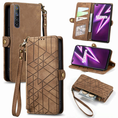 Geometric Zipper Wallet Side Buckle Leather Phone Case, For Realme 6 Pro, For Realme 5 / 5i / 6i, For Realme 8 / 8 Pro, For Realme 5 Pro / Q