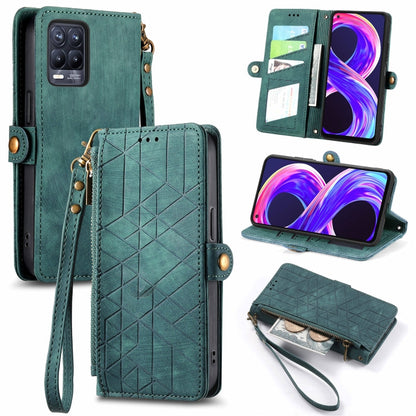 Geometric Zipper Wallet Side Buckle Leather Phone Case, For Realme 6 Pro, For Realme 5 / 5i / 6i, For Realme 8 / 8 Pro, For Realme 5 Pro / Q