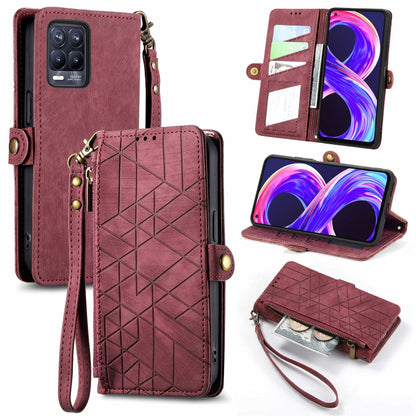 Geometric Zipper Wallet Side Buckle Leather Phone Case, For Realme 6 Pro, For Realme 5 / 5i / 6i, For Realme 8 / 8 Pro, For Realme 5 Pro / Q