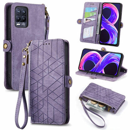 Geometric Zipper Wallet Side Buckle Leather Phone Case, For Realme 6 Pro, For Realme 5 / 5i / 6i, For Realme 8 / 8 Pro, For Realme 5 Pro / Q