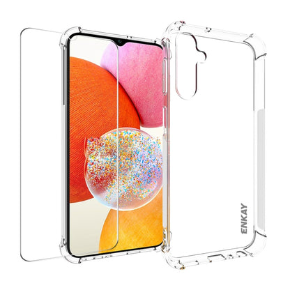 ENKAY Transparent TPU Shockproof Phone Case with Glass Film, For Smausng Galaxy M54, For Samsung Galaxy A25 5G, For Smausng Galaxy M14, For Samsung Galaxy S23 FE 5G, For Smausng Galaxy A24 5G, For Smausng Galaxy A34 5G, For Smausng Galaxy A54 5G