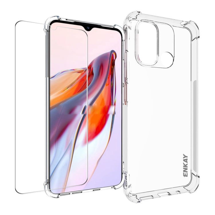 ENKAY Transparent TPU Shockproof Phone Case with Glass Film, For Xiaomi Redmi Note 12s, For Redmi K60 Ultra, For Xiaomi Redmi 12C, For Xiaomi 13T