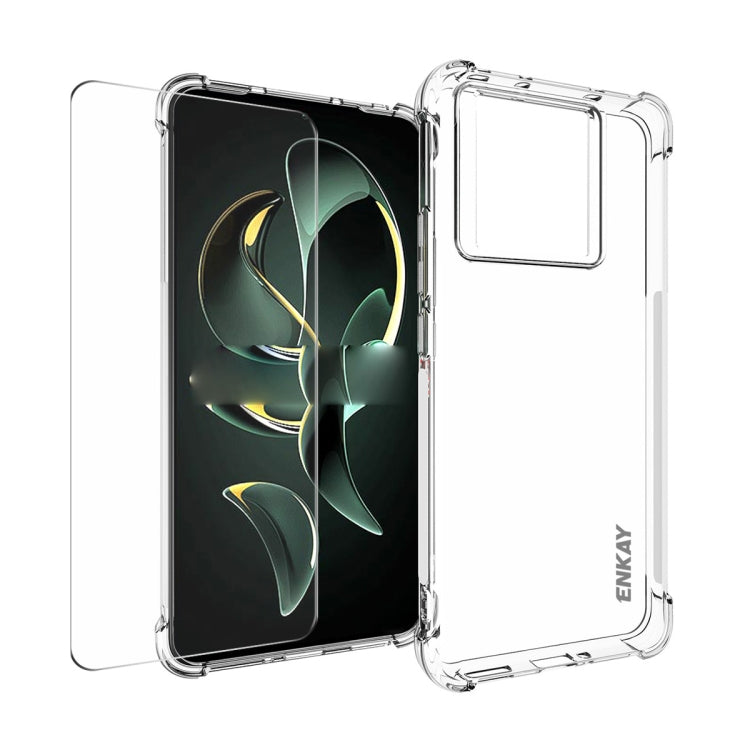 ENKAY Transparent TPU Shockproof Phone Case with Glass Film, For Xiaomi Redmi Note 12s, For Redmi K60 Ultra, For Xiaomi Redmi 12C, For Xiaomi 13T