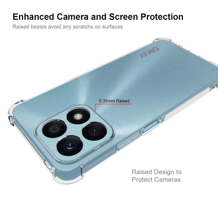 ENKAY Transparent TPU Shockproof Phone Case with Glass Film, For Honor X8A 4G Global, For Honor X7A 4G Global