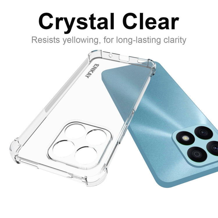 ENKAY Transparent TPU Shockproof Phone Case with Glass Film, For Honor X8A 4G Global, For Honor X7A 4G Global