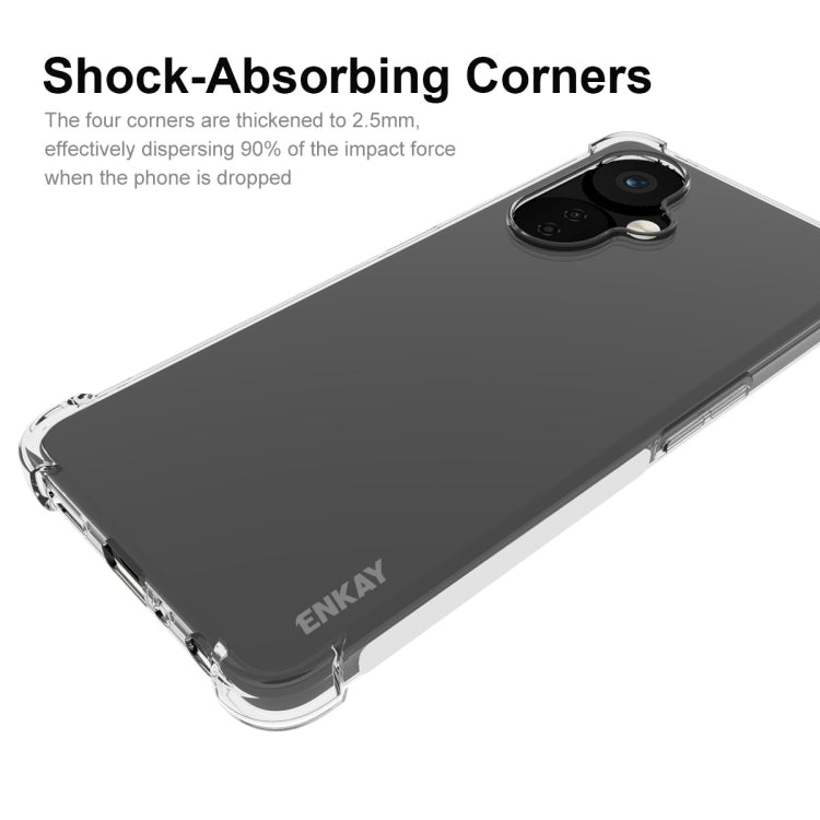 ENKAY Transparent TPU Shockproof Phone Case with Glass Film, For OnePlus Nord CE 3 5G