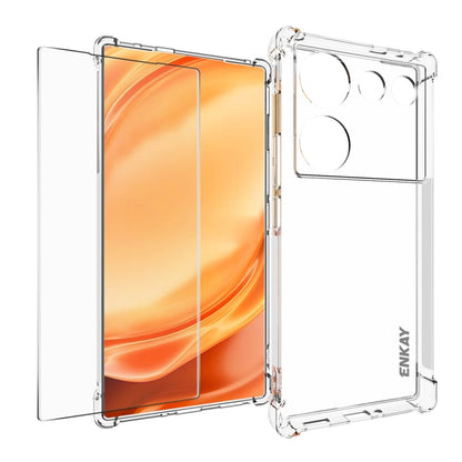 ENKAY Transparent TPU Shockproof Phone Case with Glass Film, For ZTE Nubia Z50 Ultra 5G