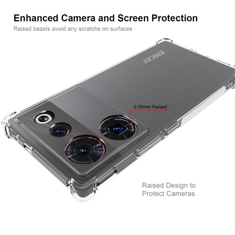 ENKAY Transparent TPU Shockproof Phone Case with Glass Film, For ZTE Nubia Z50 Ultra 5G