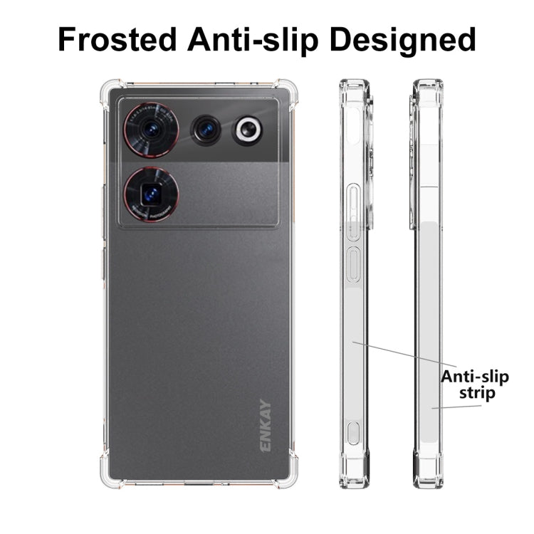 ENKAY Transparent TPU Shockproof Phone Case with Glass Film, For ZTE Nubia Z50 Ultra 5G