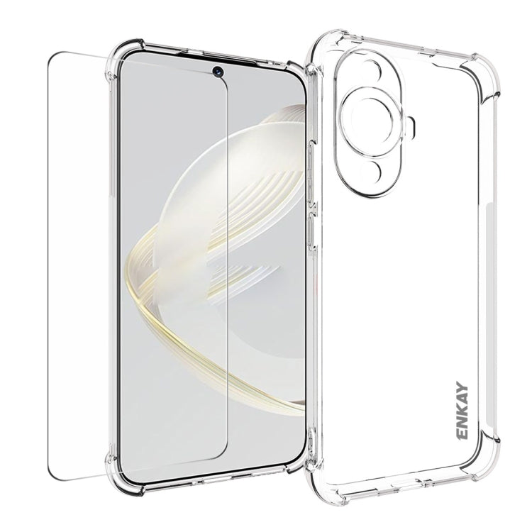 ENKAY Transparent TPU Shockproof Phone Case with Glass Film, For Huawei Nova 11 4G