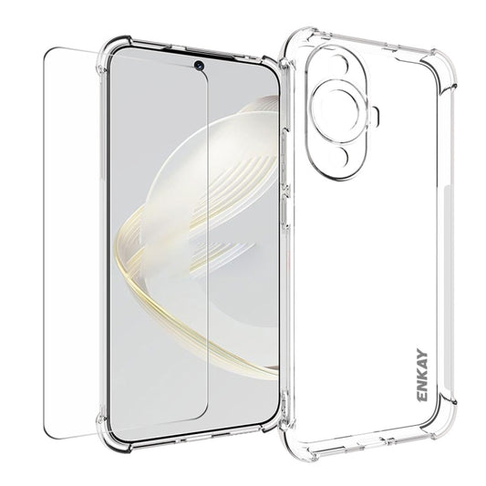 ENKAY Transparent TPU Shockproof Phone Case with Glass Film, For Huawei Nova 11 4G