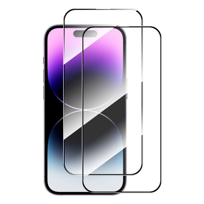 2pcs ENKAY Full Glue High Aluminum-silicon Tempered Glass Film, For iPhone 17e / 16e, For iPhone 16 Pro Max, For iPhone 16 Pro, For iPhone 16 Plus, For iPhone 16, For iPhone 15 Pro Max, For iPhone 15 Pro, For iPhone 15 Plus, For iPhone 15