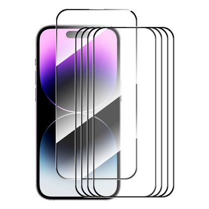 5pcs ENKAY Full Glue High Aluminum-silicon Tempered Glass Film, For iPhone 17e / 16e, For iPhone 16 Pro Max, For iPhone 16 Pro, For iPhone 16 Plus, For iPhone 16, For iPhone 15 Pro Max, For iPhone 15 Pro, For iPhone 15 Plus, For iPhone 15