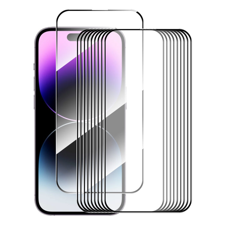 10pcs ENKAY Full Glue High Aluminum-silicon Tempered Glass Film, For iPhone 17e / 16e, For iPhone 16 Pro Max, For iPhone 16 Pro, For iPhone 16 Plus, For iPhone 16, For iPhone 15 Pro Max, For iPhone 15 Pro, For iPhone 15 Plus, For iPhone 15