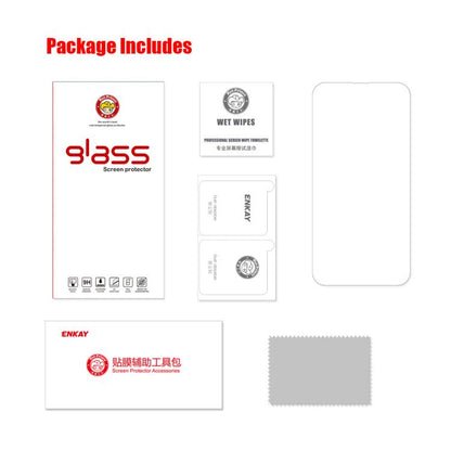 ENKAY Hat-Prince 0.26mm 9H 2.5D High Aluminum-silicon Tempered Glass Film, For iPhone 17e / 16e, For iPhone 16 Pro Max, For iPhone 16 Pro, For iPhone 16 Plus, For iPhone 16, For iPhone 15 Pro Max, For iPhone 15 Pro, For iPhone 15 Plus, For iPhone 15