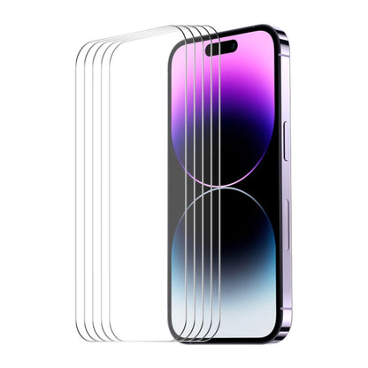 5pcs ENKAY 0.26mm 9H 2.5D High Aluminum-silicon Tempered Glass Film, For iPhone 17e / 16e, For iPhone 16 Pro Max, For iPhone 16 Pro, For iPhone 16 Plus, For iPhone 16, For iPhone 15 Pro Max, For iPhone 15 Pro, For iPhone 15 Plus, For iPhone 15
