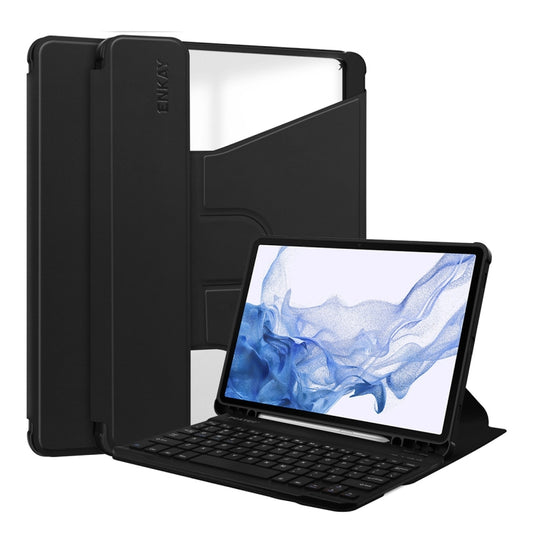 ENKAY 360-Grad-drehbare Leder-TPU-Smart-Hülle mit kabelloser Tastatur, für Samsung Galaxy Tab S9