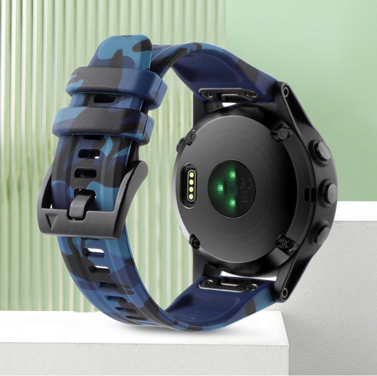 Camouflage 22mm Silicone Watch Band, For Garmin Fenix E 47mm, For Garmin Fenix 8 MIP 47mm, For Garmin Fenix 8 AMOLED 47mm, For Garmin Fenix 7 Pro 47mm, For Garmin Epix Pro 47mm, For Garmin MARQ Athlete Gen 2, For Garmin Forerunner 965                  ...