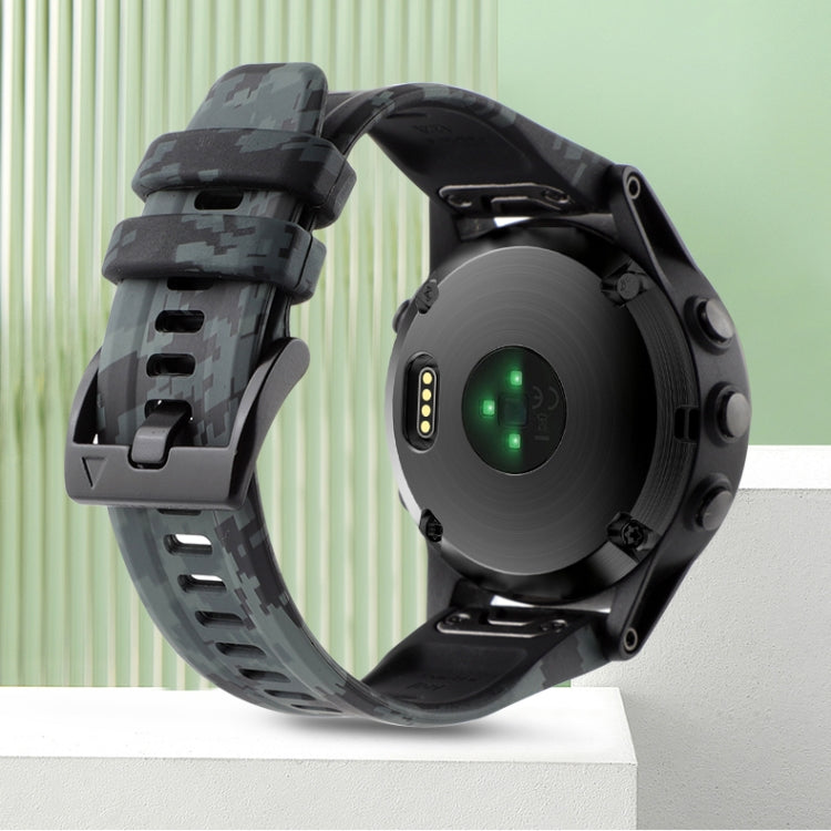 Camouflage 22mm Silicone Watch Band, For Garmin Fenix E 47mm, For Garmin Fenix 8 MIP 47mm, For Garmin Fenix 8 AMOLED 47mm, For Garmin Fenix 7 Pro 47mm, For Garmin Epix Pro 47mm, For Garmin MARQ Athlete Gen 2, For Garmin Forerunner 965                  ...