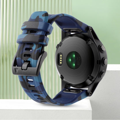 Camouflage 22mm Silicone Watch Band, For Garmin Fenix E 47mm, For Garmin Fenix 8 MIP 47mm, For Garmin Fenix 8 AMOLED 47mm, For Garmin Fenix 7 Pro 47mm, For Garmin Epix Pro 47mm, For Garmin MARQ Athlete Gen 2, For Garmin Forerunner 965                  ...