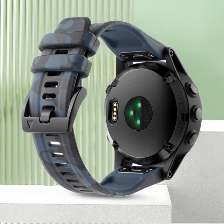 Camouflage 22mm Silicone Watch Band, For Garmin Fenix E 47mm, For Garmin Fenix 8 MIP 47mm, For Garmin Fenix 8 AMOLED 47mm, For Garmin Fenix 7 Pro 47mm, For Garmin Epix Pro 47mm, For Garmin MARQ Athlete Gen 2, For Garmin Forerunner 965                  ...