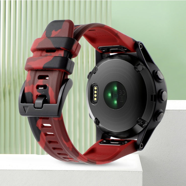 Camouflage 22mm Silicone Watch Band, For Garmin Fenix E 47mm, For Garmin Fenix 8 MIP 47mm, For Garmin Fenix 8 AMOLED 47mm, For Garmin Fenix 7 Pro 47mm, For Garmin Epix Pro 47mm, For Garmin MARQ Athlete Gen 2, For Garmin Forerunner 965                  ...
