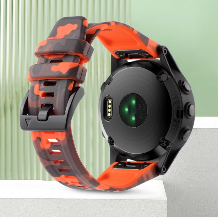 Camouflage 22mm Silicone Watch Band, For Garmin Fenix E 47mm, For Garmin Fenix 8 MIP 47mm, For Garmin Fenix 8 AMOLED 47mm, For Garmin Fenix 7 Pro 47mm, For Garmin Epix Pro 47mm, For Garmin MARQ Athlete Gen 2, For Garmin Forerunner 965                  ...