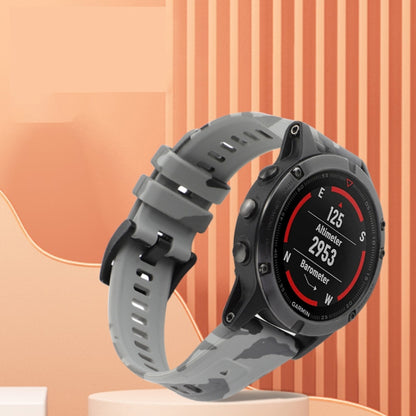 Camouflage 22mm Silicone Watch Band, For Garmin Instinct, For Garmin Fenix 6 GPS, For Garmin Fenix 6 Sapphire GPS, For Garmin Forerunner 945