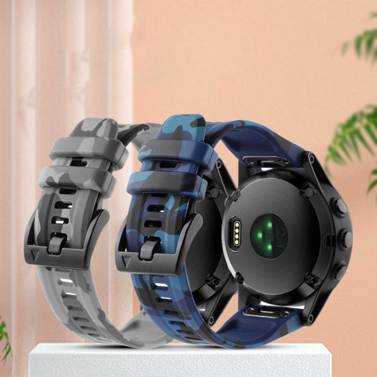 Camouflage 22mm Silicone Watch Band, For Garmin Fenix E 47mm, For Garmin Fenix 8 MIP 47mm, For Garmin Fenix 8 AMOLED 47mm, For Garmin Fenix 7 Pro 47mm, For Garmin Epix Pro 47mm, For Garmin MARQ Athlete Gen 2, For Garmin Forerunner 965                  ...