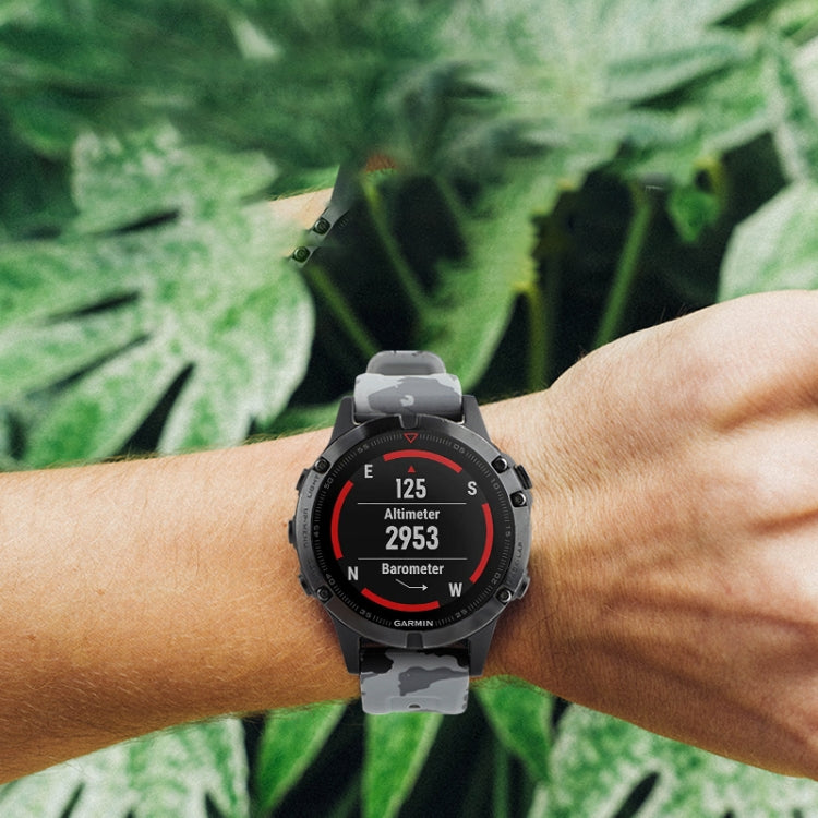 Camouflage 22mm Silicone Watch Band, For Garmin Fenix E 47mm, For Garmin Fenix 8 MIP 47mm, For Garmin Fenix 8 AMOLED 47mm, For Garmin Fenix 7 Pro 47mm, For Garmin Epix Pro 47mm, For Garmin MARQ Athlete Gen 2, For Garmin Forerunner 965                  ...